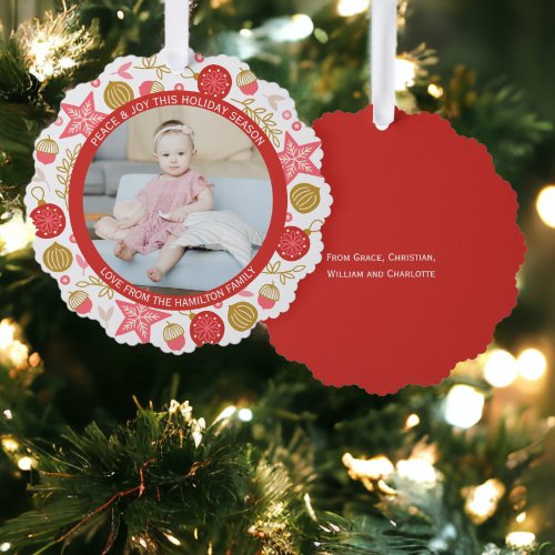 Photo Wreath Framed Personalized Christmas Ornament Card