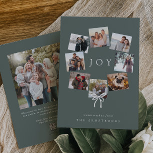 Photo Wreath Modern Minimal Collage Holiday Card