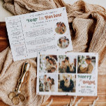 Photo Year in Review Holiday Card Christmas Boho<br><div class="desc">This stylish year in review card features a muted sage green, terracotta and beige retro font and boho stars. There is space for five photos on the front and two on the reverse side. It is perfect for a modern holiday greeting and updating family and friends with your latest news....</div>
