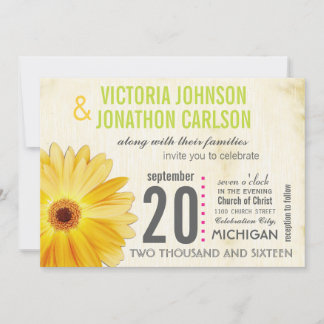 Photo Yellow Gerber Daisy Wedding Invitations