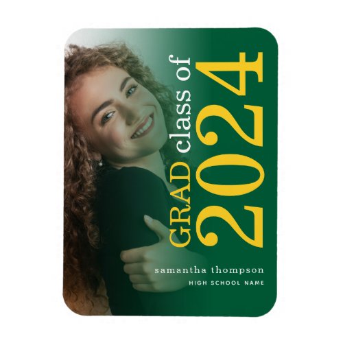 Photo Yellow Green 2024 Graduation Announcement Magnet