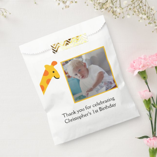Photo Yellow Orange 1st Birthday  Favor Bag (Sealed)