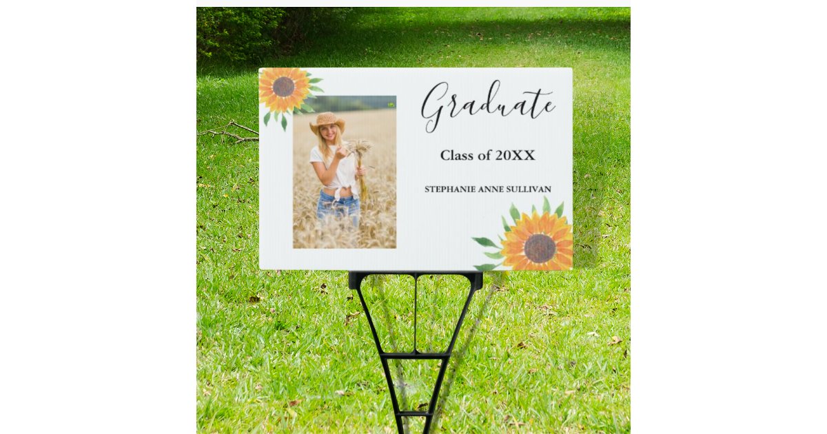 Photo Yellow Sunflower Graduation Sign | Zazzle