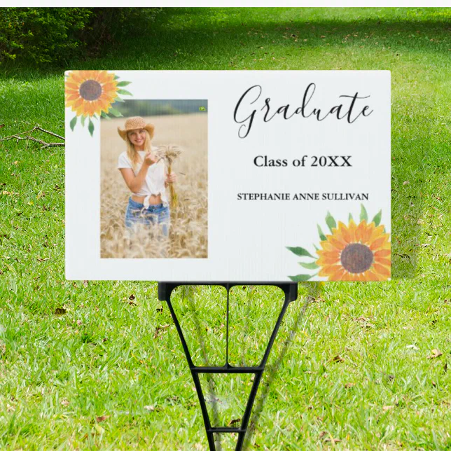 Photo Yellow Sunflower Graduation Sign | Zazzle