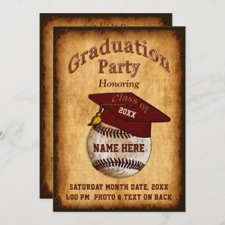 Photo, Your Text Baseball Graduation Invitation