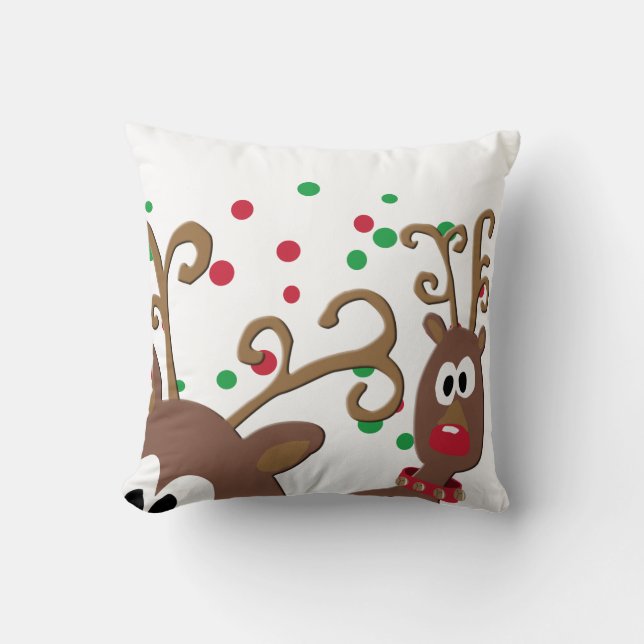 Photobomb Reindeer Decorative Christmas Pillow (Front)
