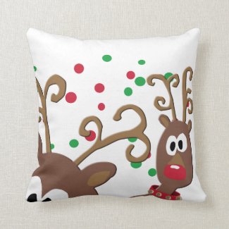 Photobomb Reindeer Decorative Christmas Pillow