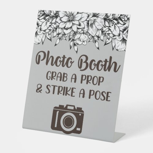 Photobooth Grab a Prop Dark Floral Wedding Pedestal Sign