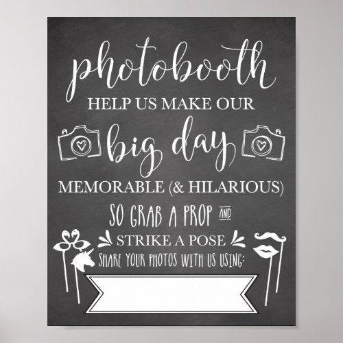 Photobooth Hashtag Wedding Party Sign