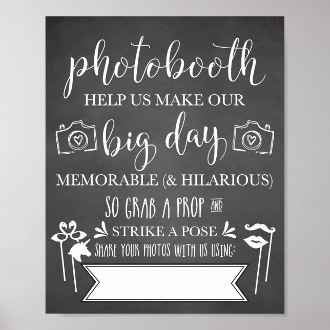Photobooth Hashtag Wedding Party Sign (Front)