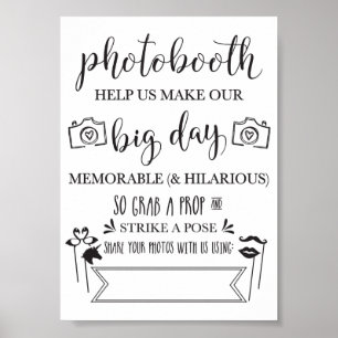 Photobooth Hashtag Wedding Party Sign-5x7 Poster
