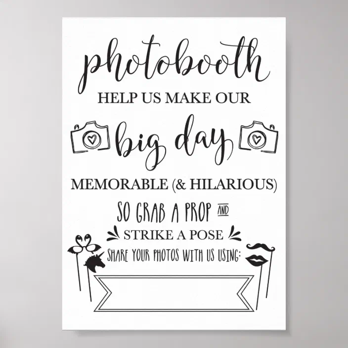Wedding Photo Booth Sign or Poster DIY