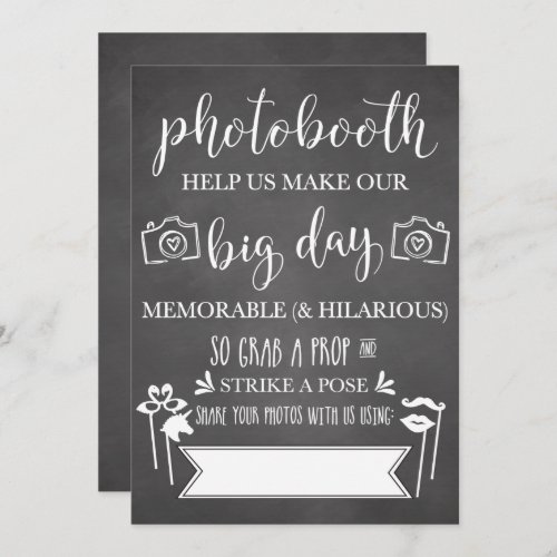 Photobooth Hashtag Wedding Party Sign Invitation