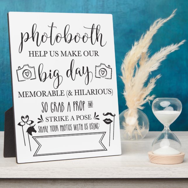 Photobooth Hashtag Wedding Party Sign Plaque 8x10 (Side)
