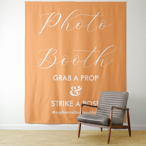 Photobooth Orange Fall Wedding Sign Banner Tapestry