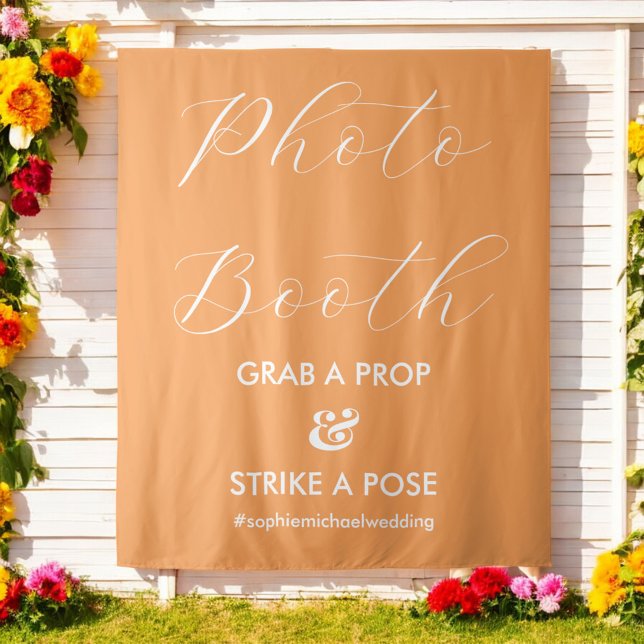 Photobooth Orange Fall Wedding Sign Banner Tapestry (Creator Uploaded)