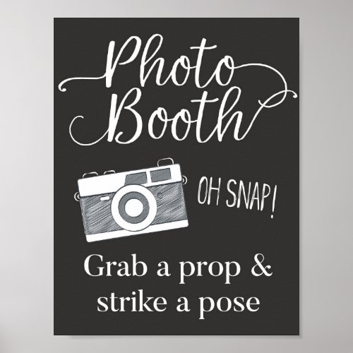 Photobooth Sign Grab a Prop and Strike a Pose Poster