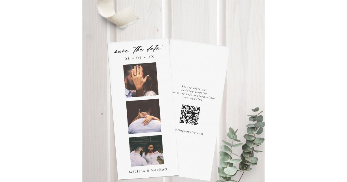 Photobooth Strip QR Code Wedding Save the Date