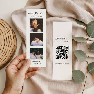 Photobooth Strip QR Code Wedding Save the Date Bookmarks