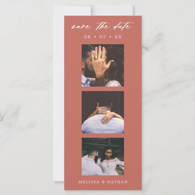 Photobooth Strip Terracotta QR Save the Date (Front)