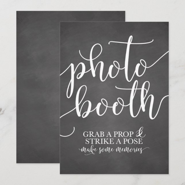 Photobooth Wedding Sign- Grab a Prop Strike a Pose Invitation (Front/Back)
