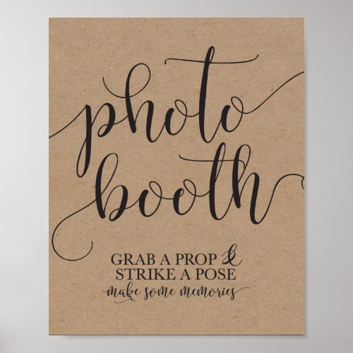 Photobooth Wedding Sign_ Grab a Prop Strike a Pose Poster