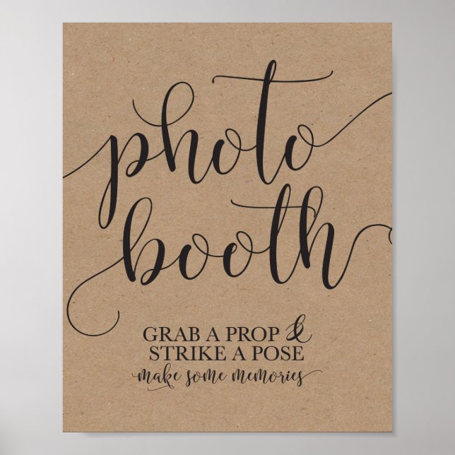 Photobooth Wedding Sign- Grab a Prop Strike a Pose Poster (Front)