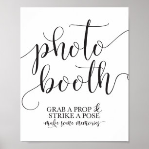 Photobooth Wedding Sign- Grab a Prop Strike a Pose Poster