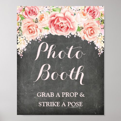 Photobooth Wedding Sign Pink Watercolor Chalkboard