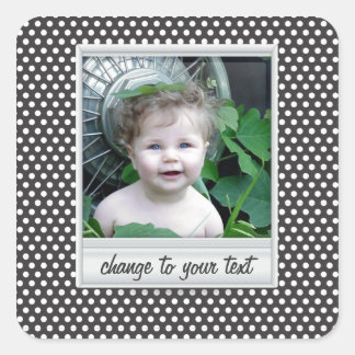 photoframe on white & black polkadot square sticker