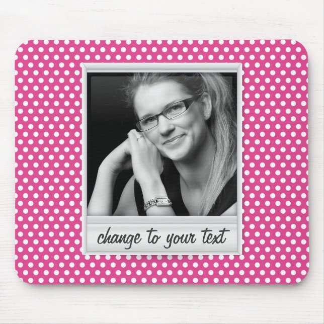 photoframe on white & pink polkadot mouse pad (Front)