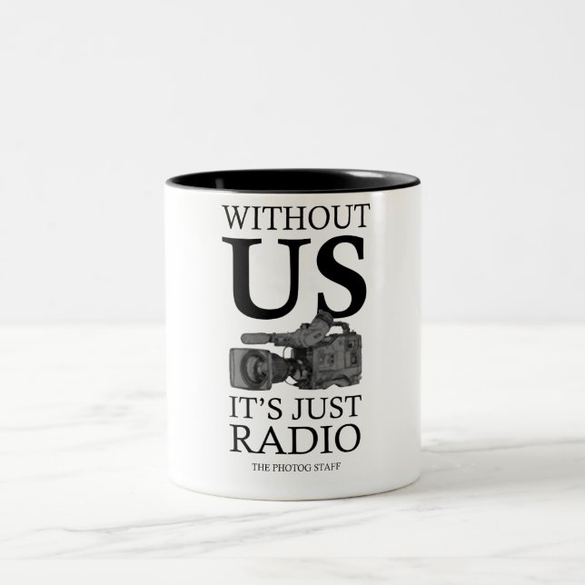 Photog Mug, for videographers, tv news, video Two-Tone Coffee Mug (Center)