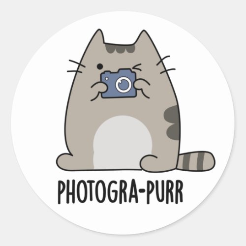 Photogra_purr Funny Cat Photographer Pun Classic Round Sticker