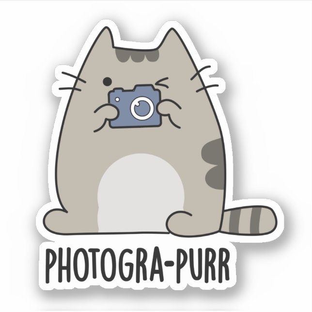 Photogra-purr Funny Cat Photographer Pun Sticker (Front)