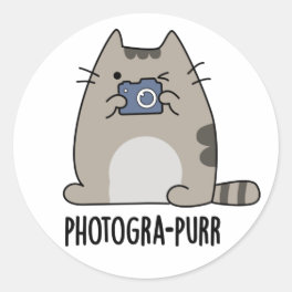 Photograh-purr Funny Cat Photographer Pun Classic Round Sticker