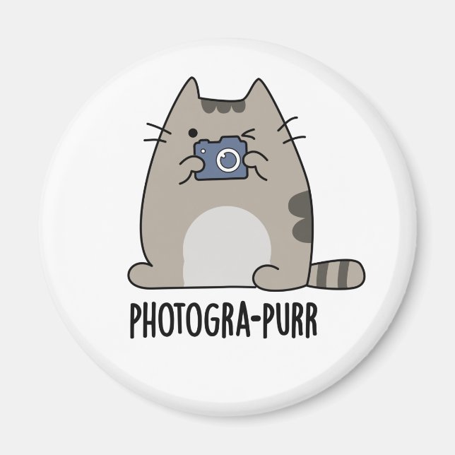 Photograh-purr Funny Cat Photographer Pun Magnet (Front)