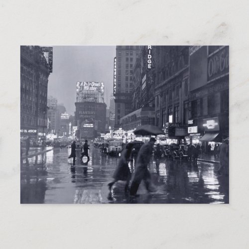 Photograph 1940s NYC in the Rain Postcard