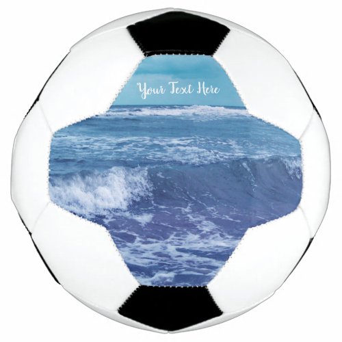 Photograph Atlantic Ocean White Cap Waves Blue Sky Soccer Ball
