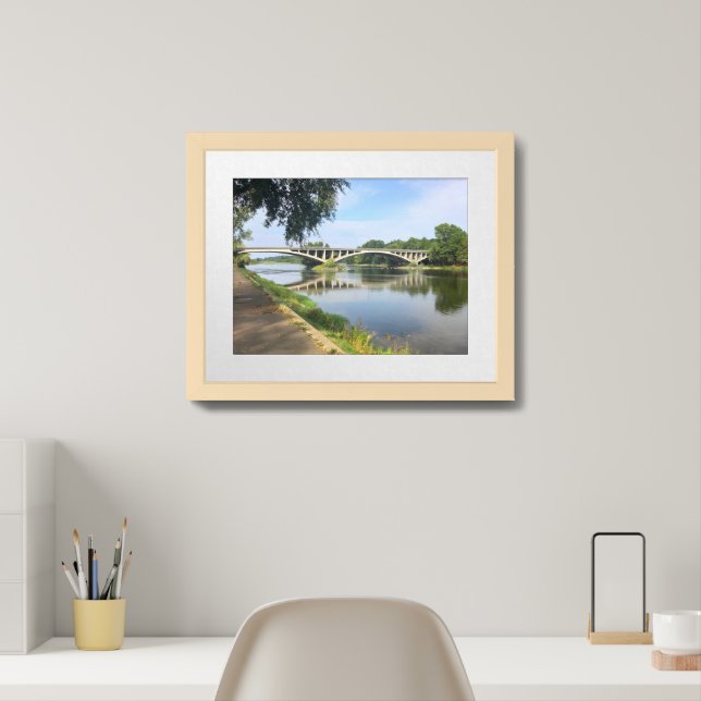 Photograph Bridge River Loire in Tours France Framed Art (Home Office)
