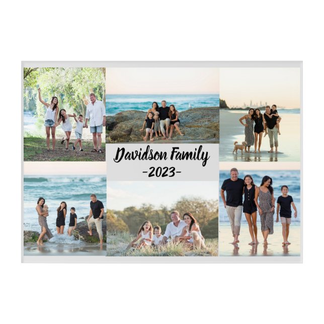 Photograph Collage Acrylic Wall Art For 6 Photos (Front)