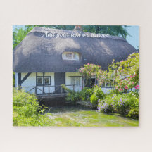 Photograph, English thatched roof cottage & garden