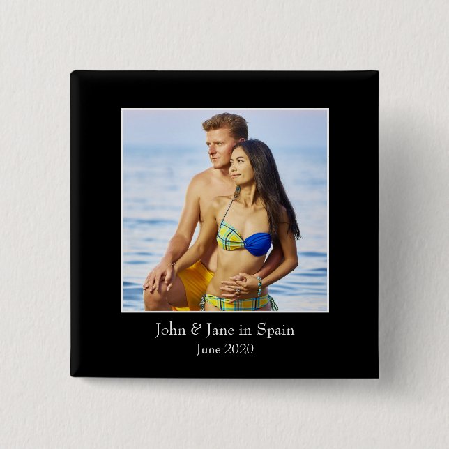 Photograph Frame, Custom Photo – Personalized Button (Front)