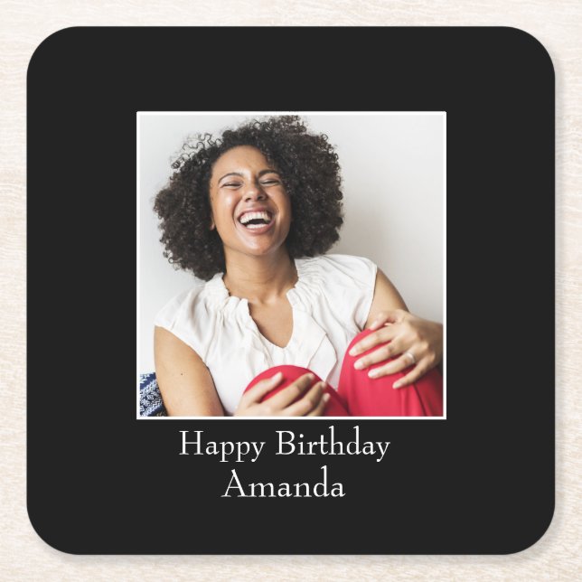 Photograph Frame, Custom Photo – Personalized Square Paper Coaster (Front)