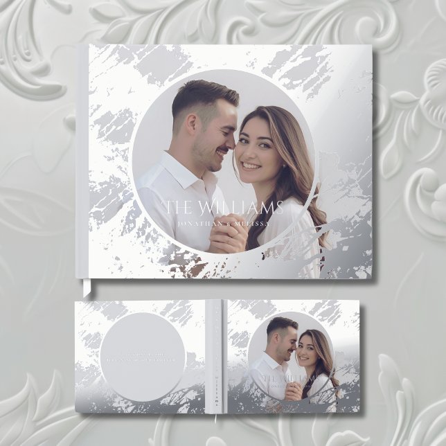 Photograph Guest Book Gray Elegant Foil Guestbook (Creator Uploaded)