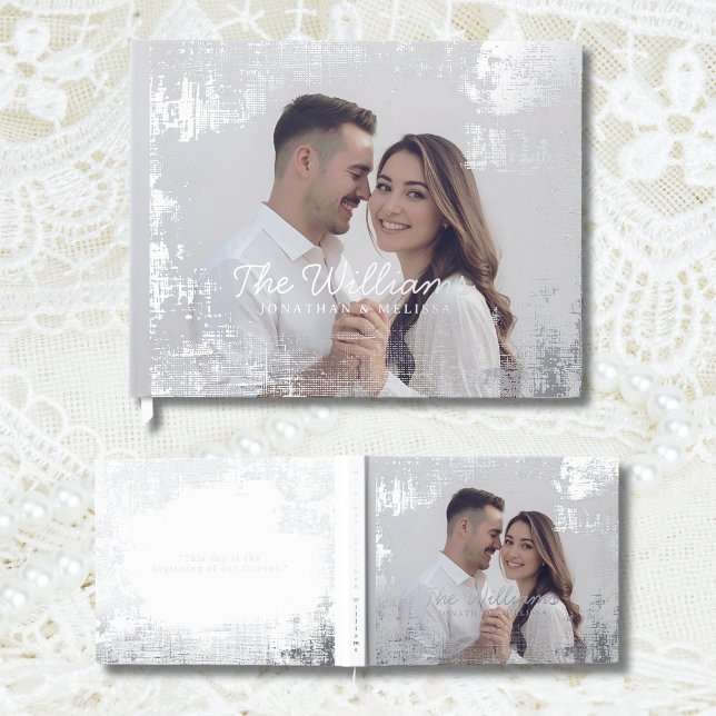 Photograph Guest Book White Elegant Foil Guestbook (Creator Uploaded)