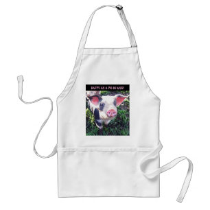Photograph of a pig "Happy as a pig in mud!" Adult Apron