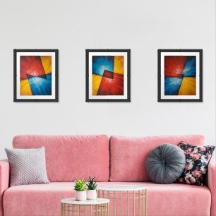  Photograph of Geometric Abstract Art Triptych  Wall Art Sets