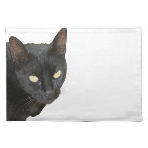 Photograph Of Jet Black Cat With Yellow Eyes Placemat