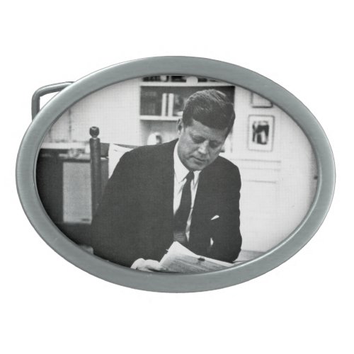 Photograph of John F Kennedy 2 Oval Belt Buckle