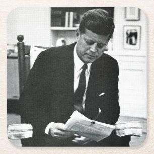 Photograph of John F. Kennedy 2 Square Paper Coaster